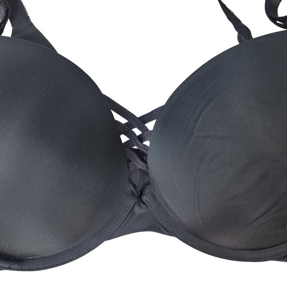 Torrid Curve Push Up Bra Black 44B Underwire Adj Seamless Crisscross XO Plunge - Picture 3 of 9